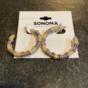 Brand New! SONOMA Blue & Gray Wrapped Hoops